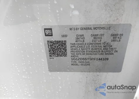 2023 Chevrolet Malibu Fwd 1Lt from USA, damaged, VIN 1G1ZD5ST5PF144109